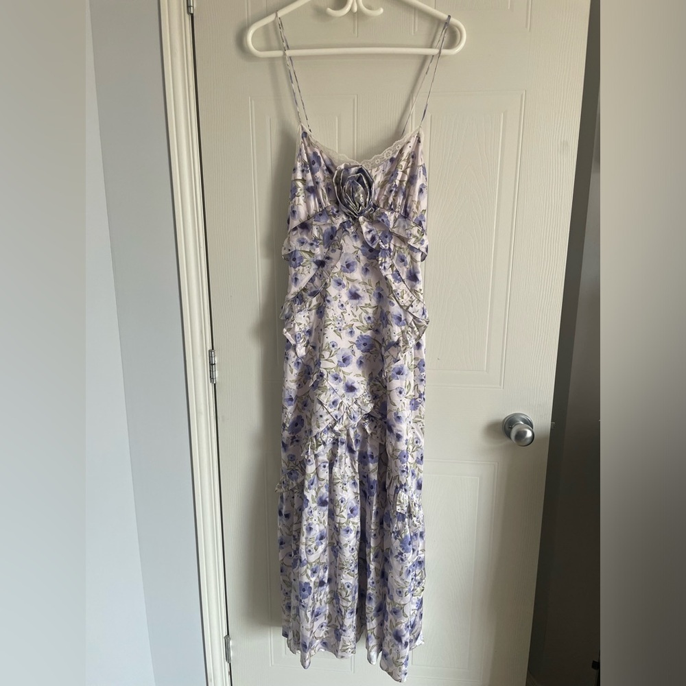 Floral Satin 3D Rosette Maxi Dress M Storia - Picture 3 of 17